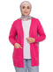 Fuchsia Pink Basic Pocket Cardigan - Khotwh